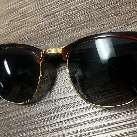 Ray-Ban Clubmaster Sunglasses - Tortoise On Gold - like new ray bans 49-21 - Picture 2 of 8
